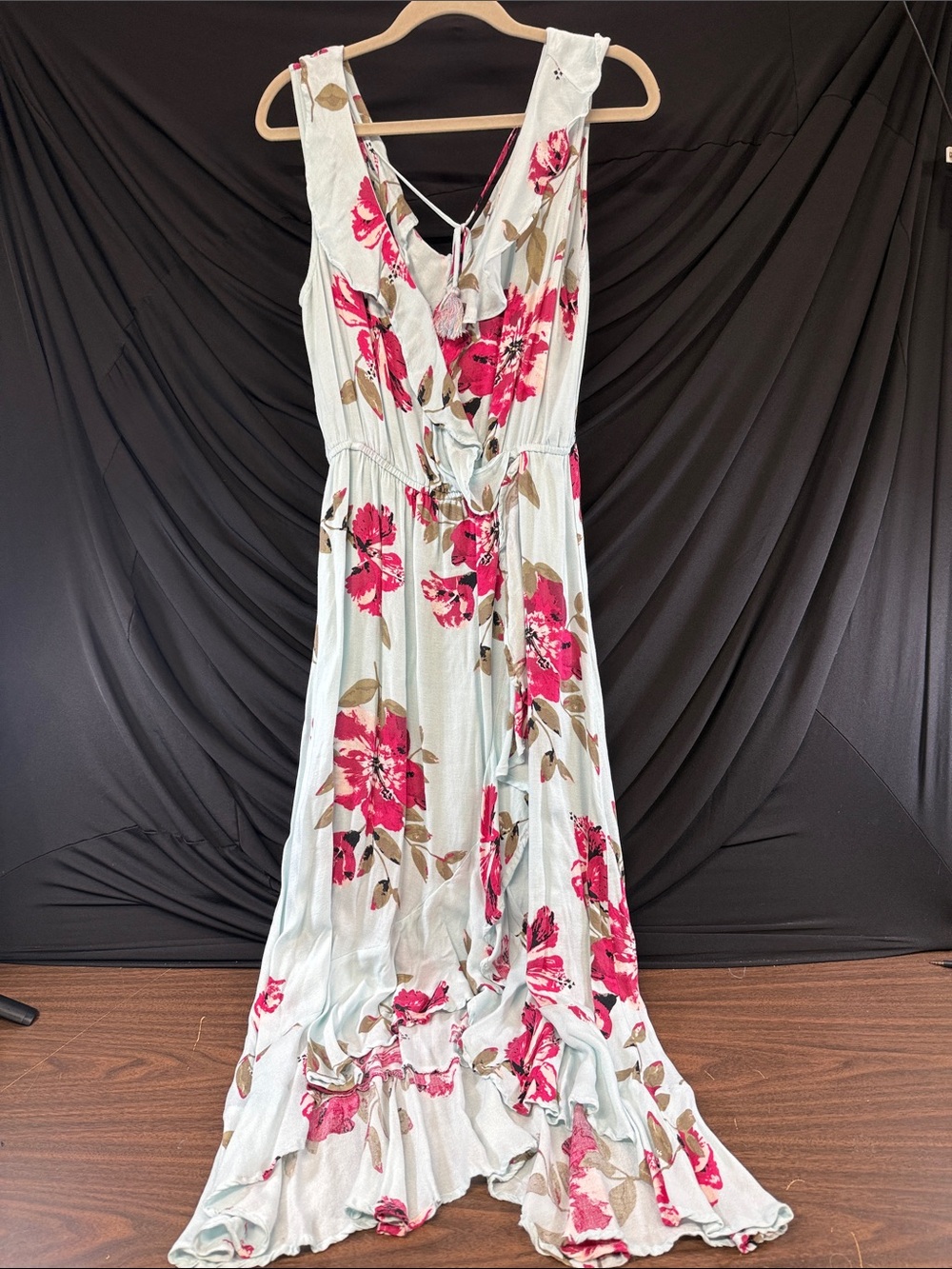 American Rag Mint Maxi Dress with Pink Floral Print